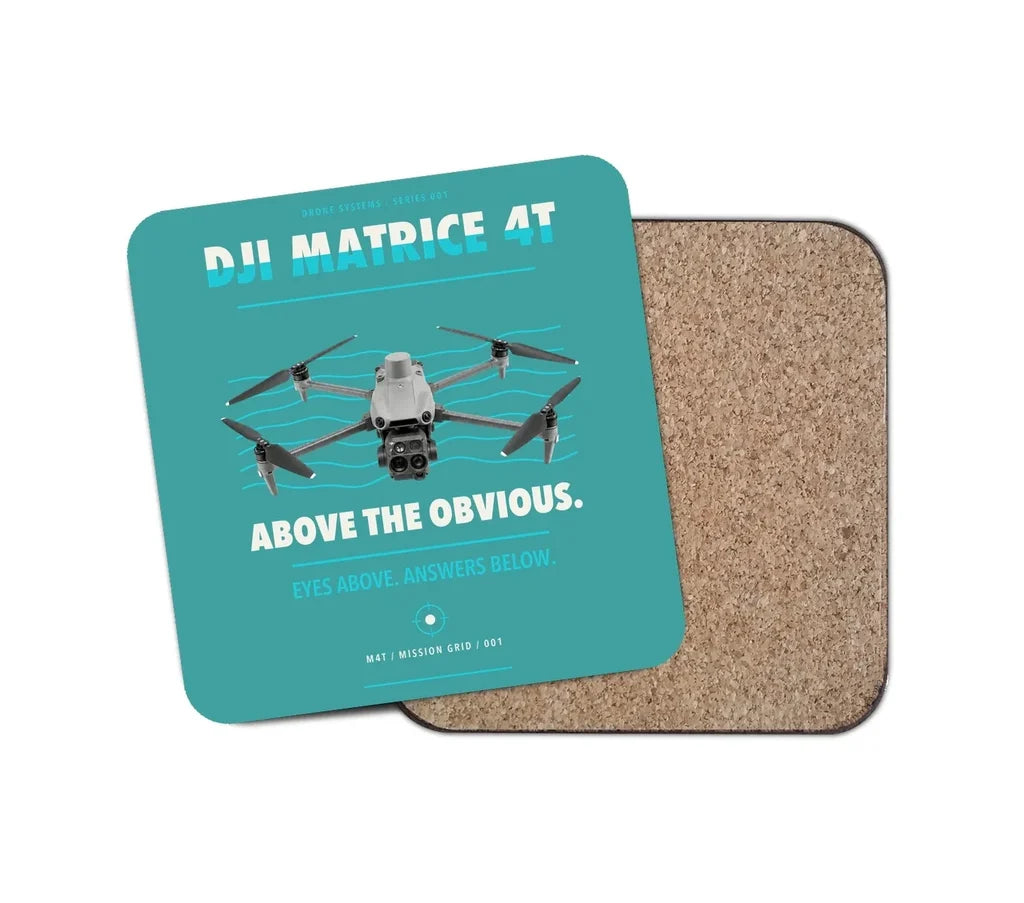 DJI Matrice 4T design on turquoise 1 piece coaster