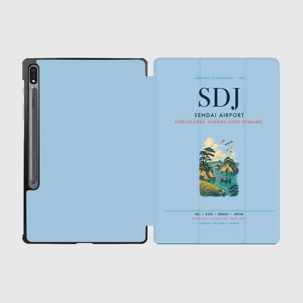 Sendai Airport (SDJ) design on light blue samsung tablet tablet case