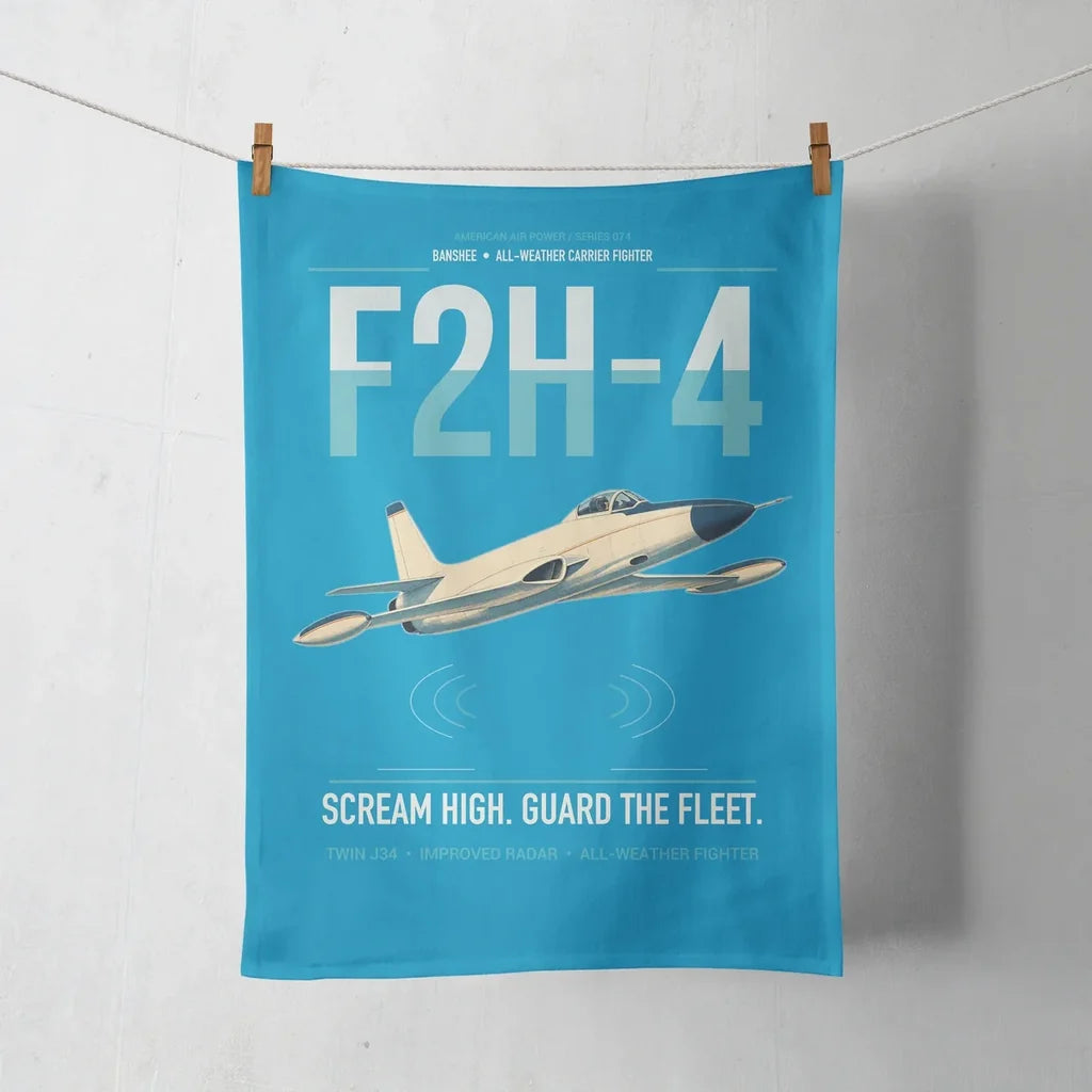 F2H-4 Banshee design on turquoise towel