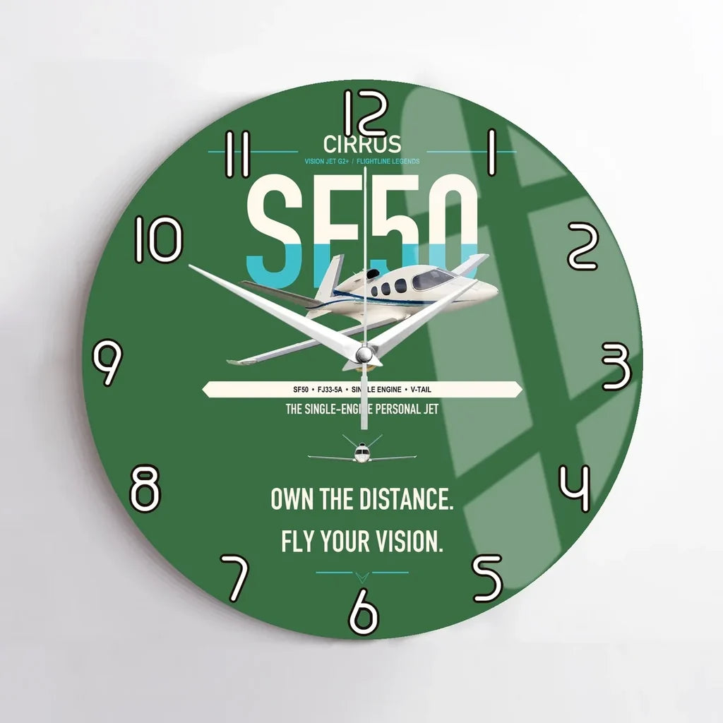 Cirrus Vision Jet G2+ design on green no frame wall clock