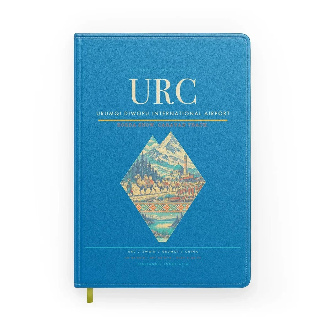 Urumqi Diwopu International Airport (URC) design on turquoise notebook
