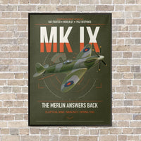 Thumbnail for Supermarine Spitfire Mk IX vertical canvas print - framed - green army background