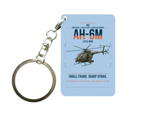 Thumbnail for MD AH-6M Little Bird design on light blue designed key chain, double-side print