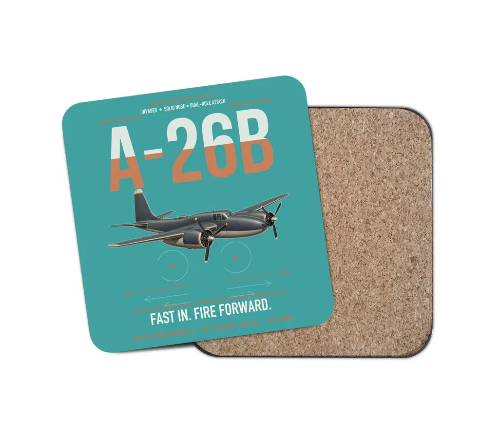 A-26B Invader design on turquoise 1 piece coaster