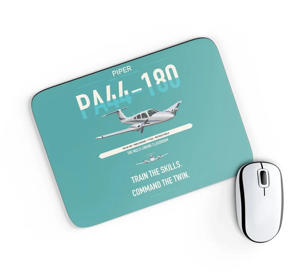Piper PA-44-180 Seminole design on turquoise rectangle mouse pad