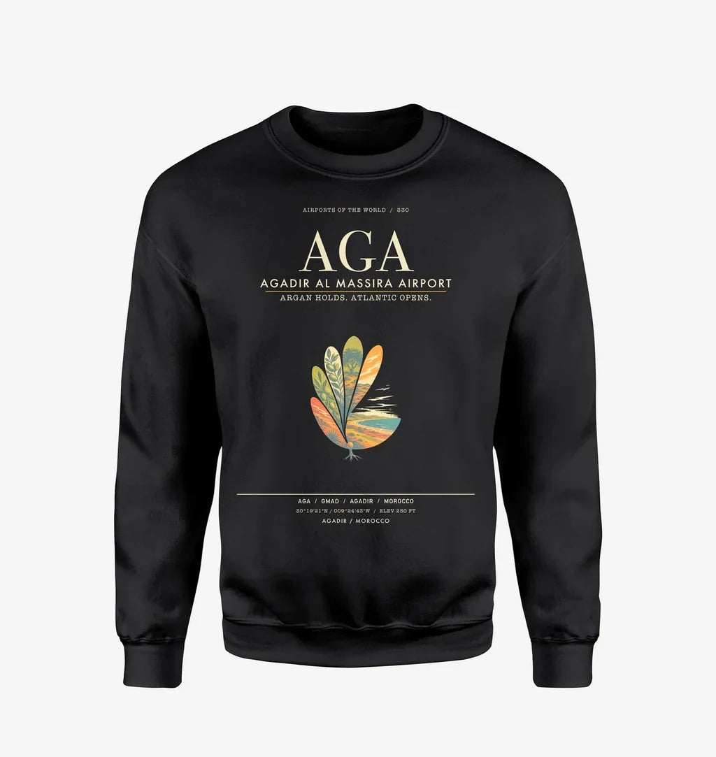 Agadir Al Massira Airport AGA Sweatshirt - Black