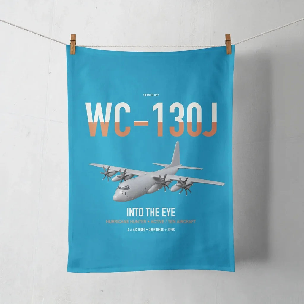 WC-130J Hurricane Hunter design on turquoise towel