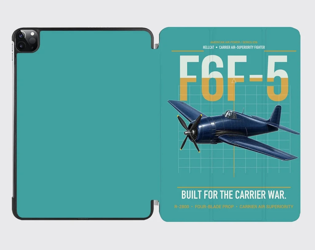 F6F-5 Hellcat design on turquoise ipad tablet case