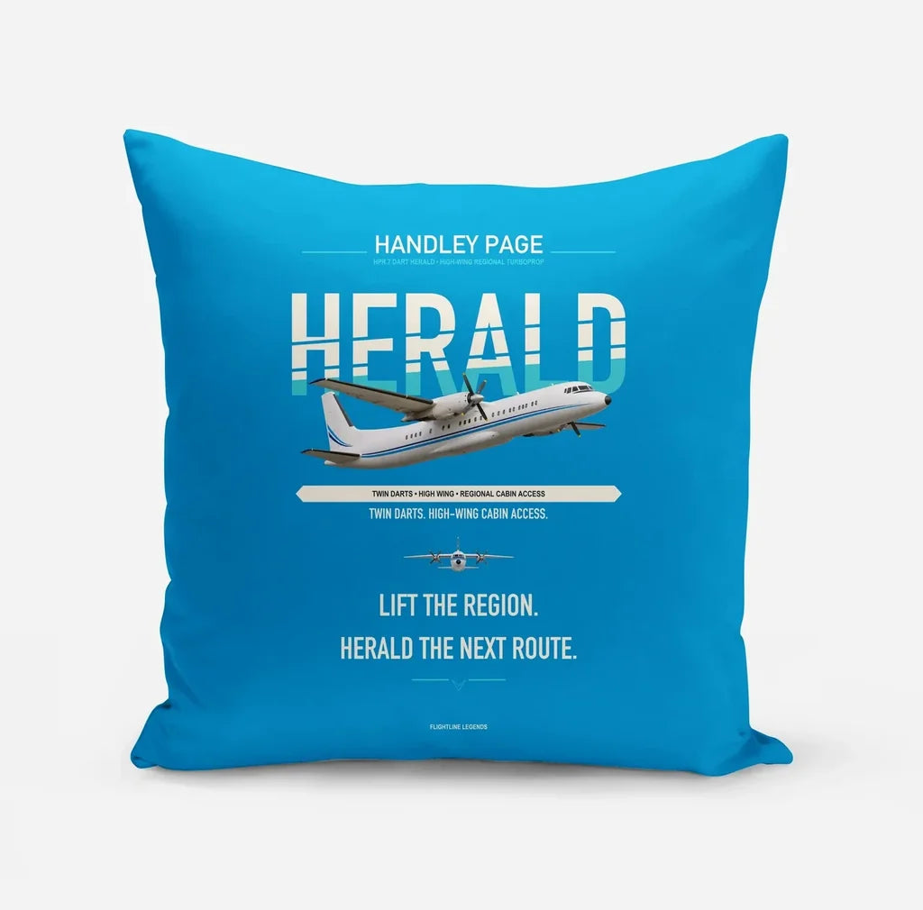 Handley Page HPR.7 Dart Herald design on turquoise pillow