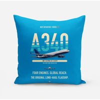 Thumbnail for Airbus A340-300 design on turquoise pillow