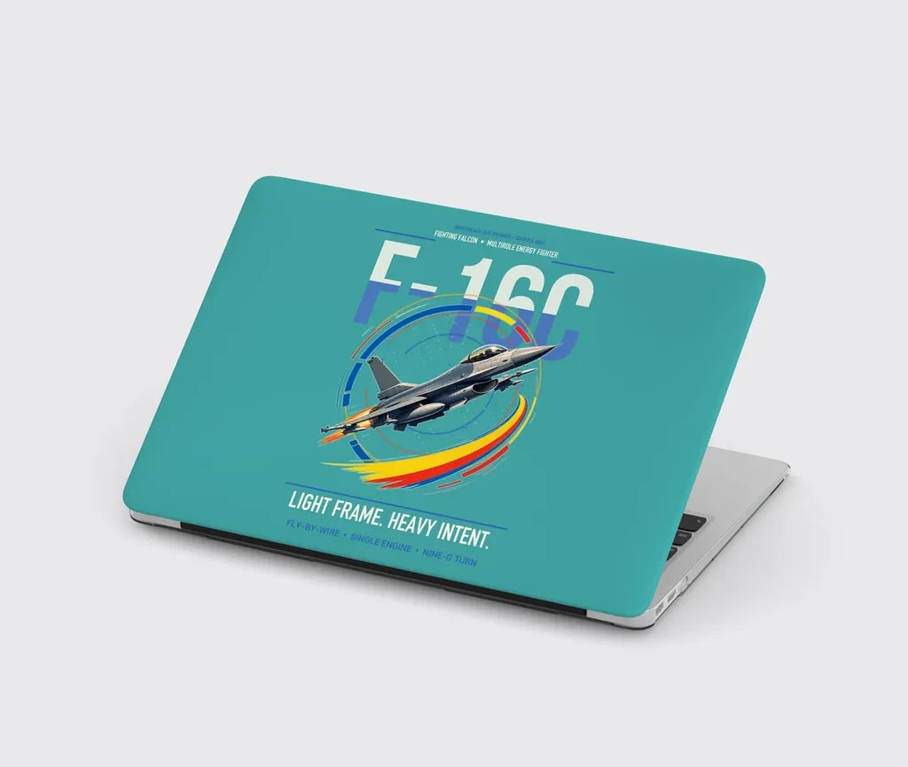 F-16C Fighting Falcon design on turquoise MacBook case