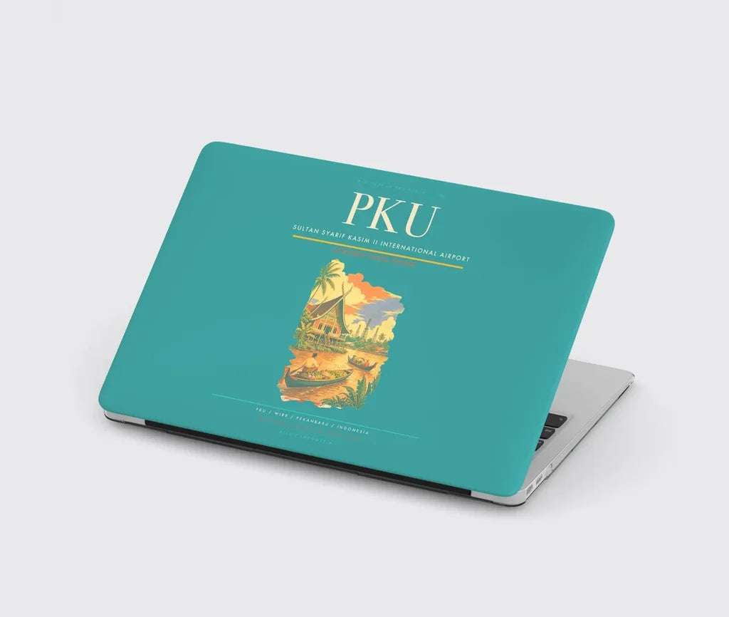 Sultan Syarif Kasim II International Airport (PKU) design on turquoise MacBook case