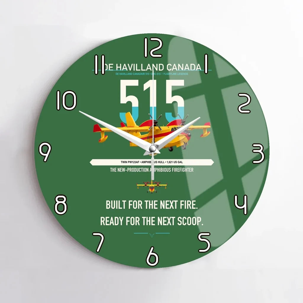 De Havilland Canadair 515 design on green no frame wall clock