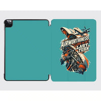 Thumbnail for Airworthiness Lives In The Last Turn design on turquoise ipad tablet case