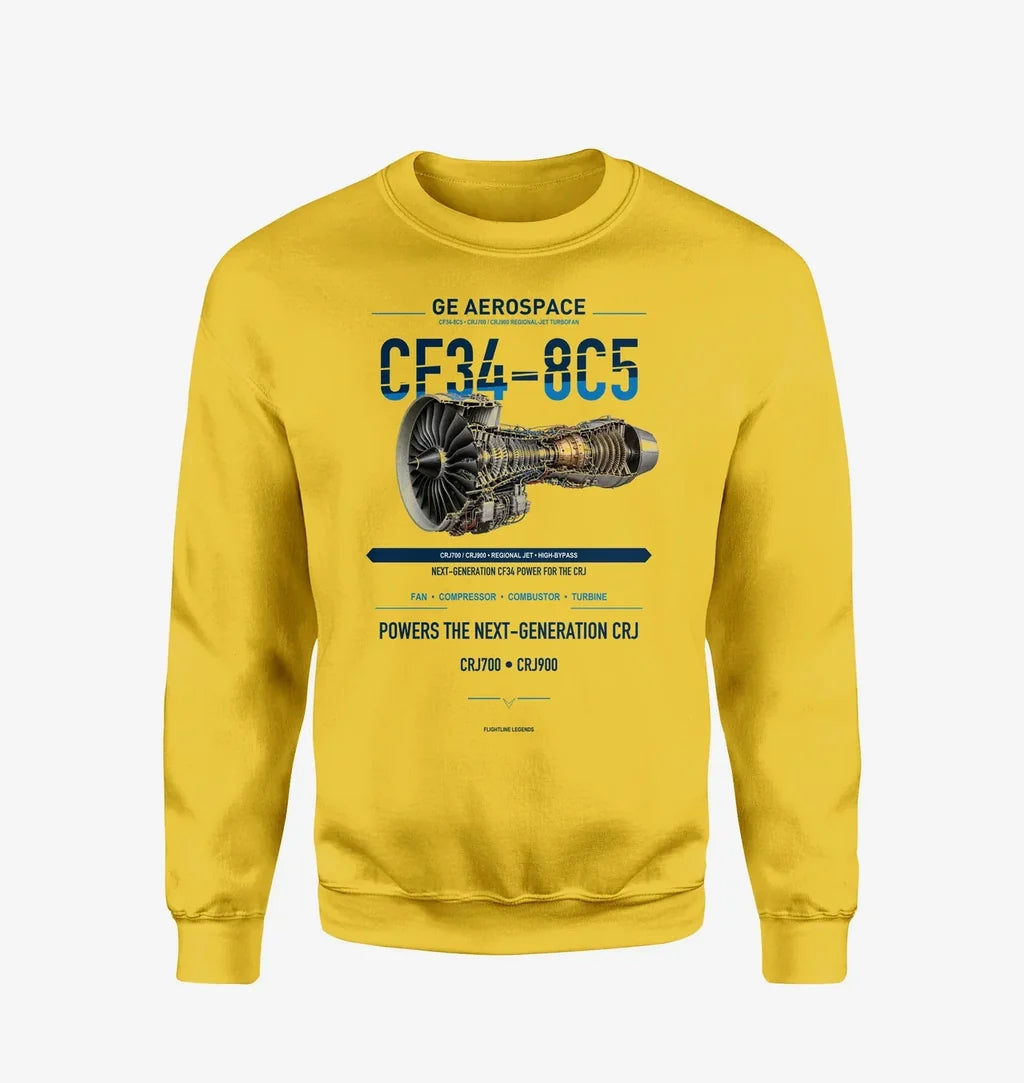 CF34-8C5 design on yellow sweatshirt