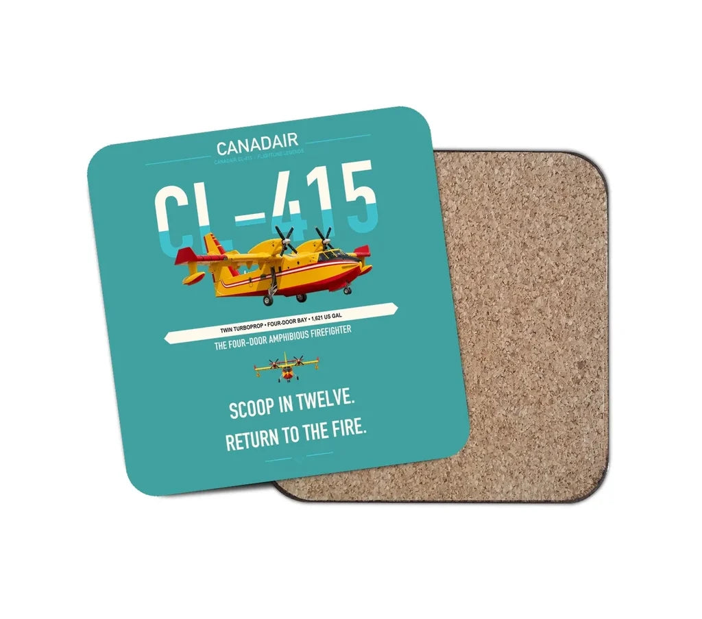 Canadair CL-415 design on turquoise 1 piece coaster