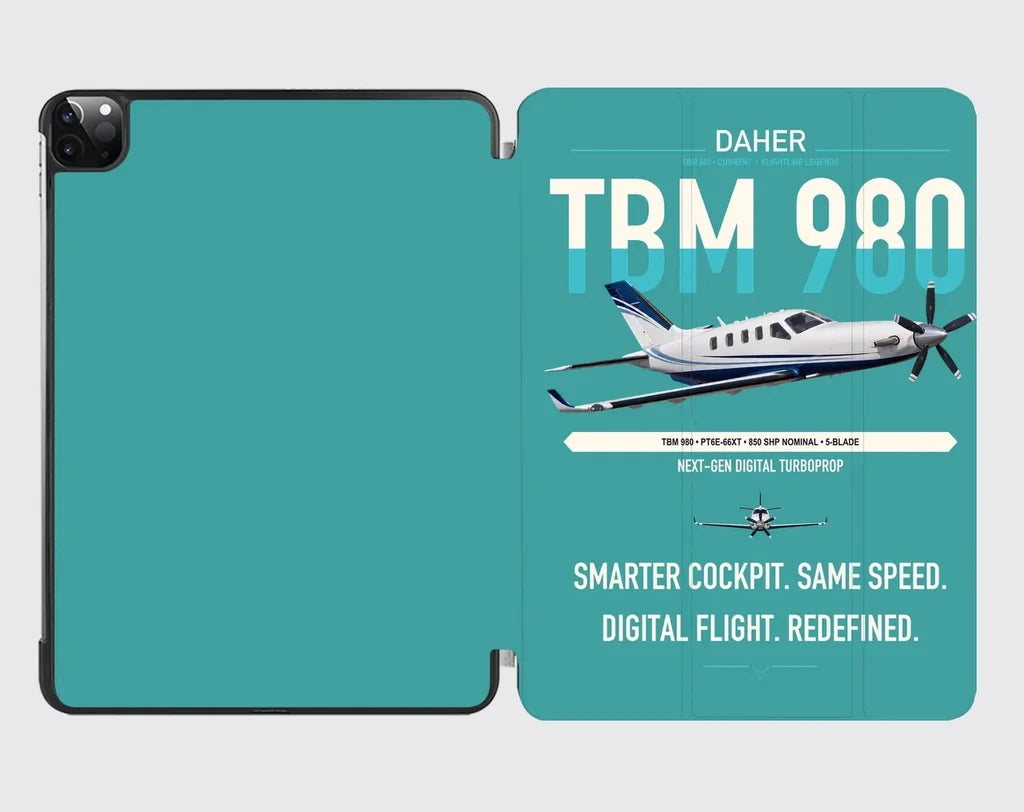 Daher TBM 980 design on turquoise ipad tablet case