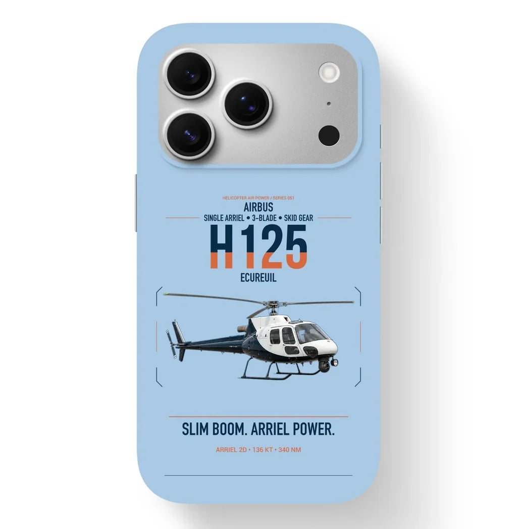 Airbus H125 design on light blue magsafe iphone case, for iPhone 17 Pro