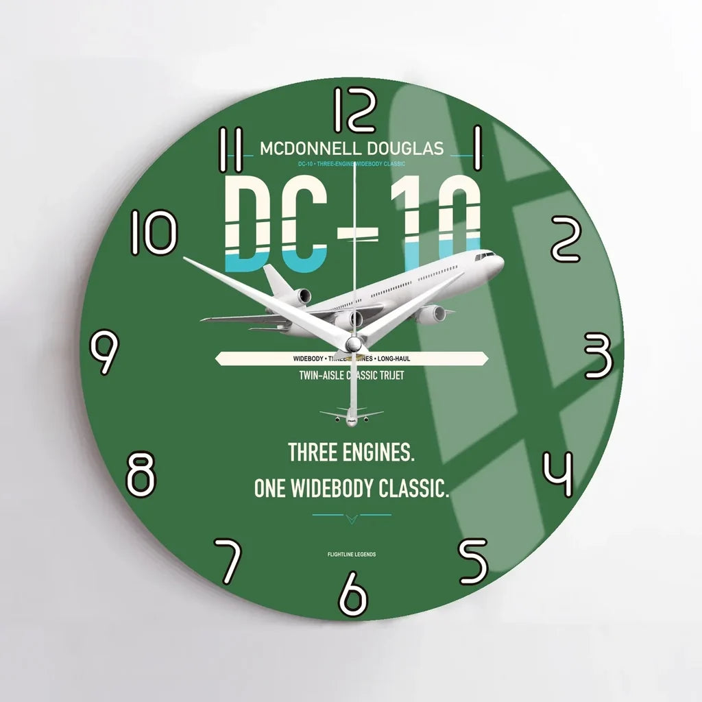 McDonnell Douglas DC-10 design on green no frame wall clock