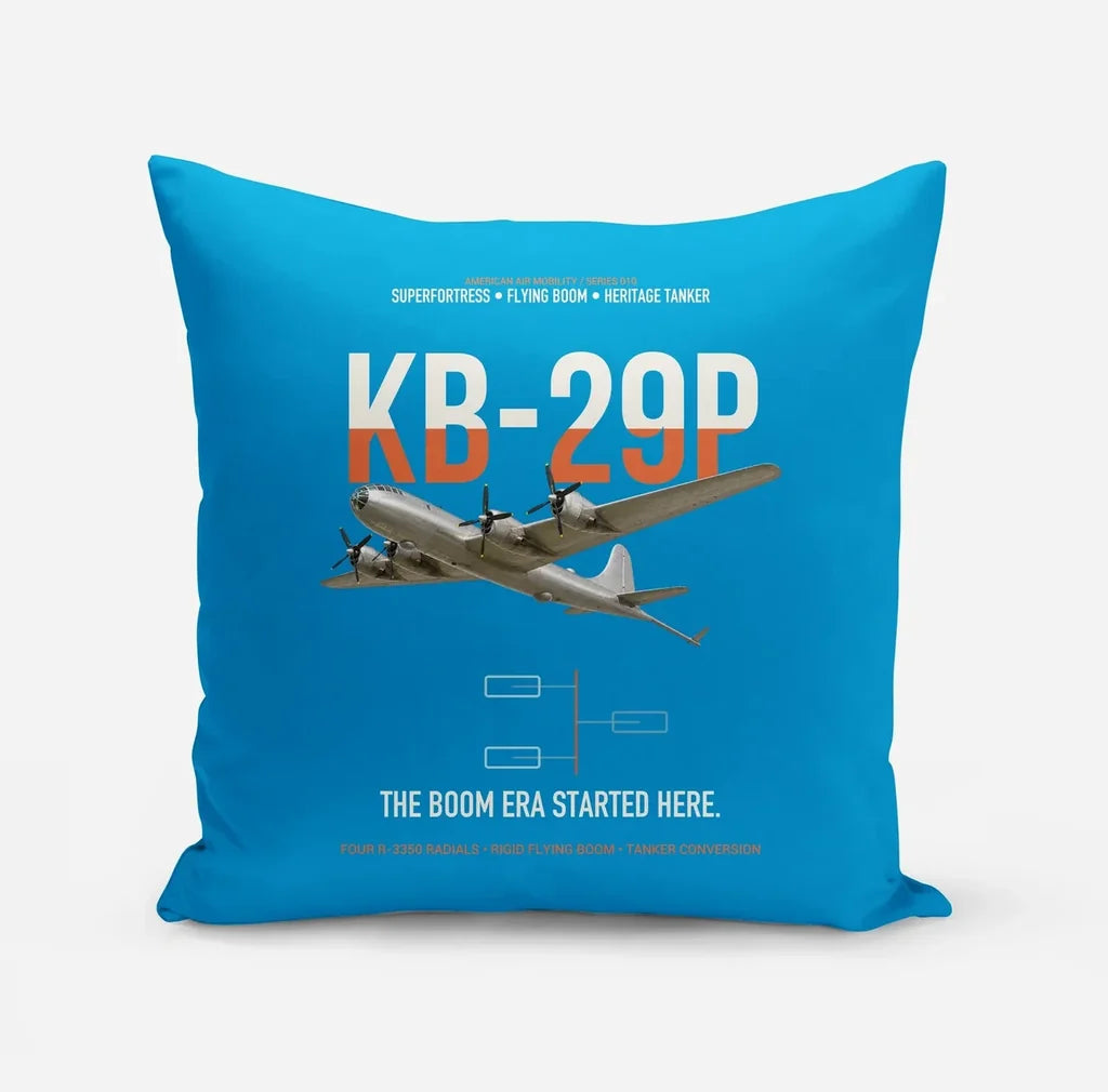 KB-29P SUPERFORTRESS design on turquoise pillow