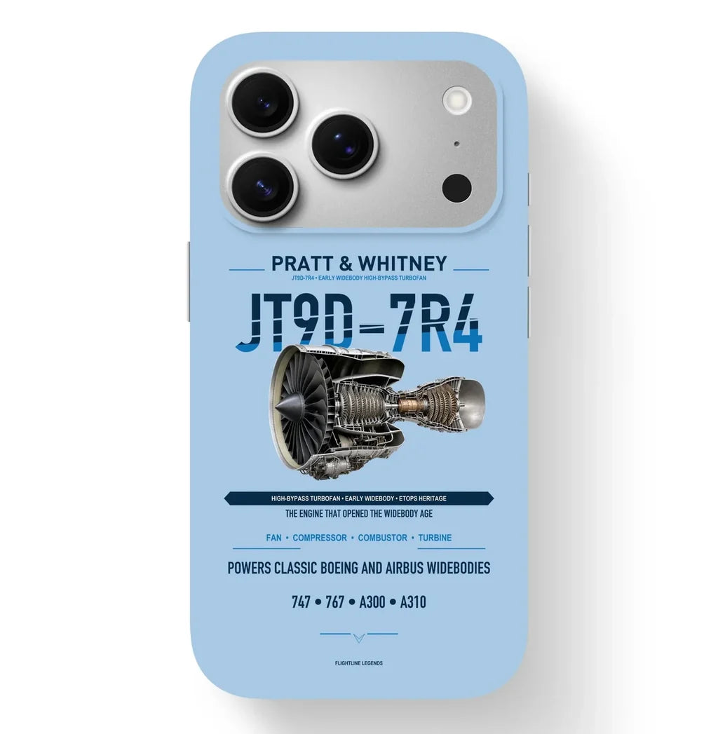 JT9D-7R4 Case design on light blue iphone case