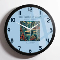 Thumbnail for VINTAGE G4062 - The Fjord Station - Designed Wall Clocks design on lightblue framed
