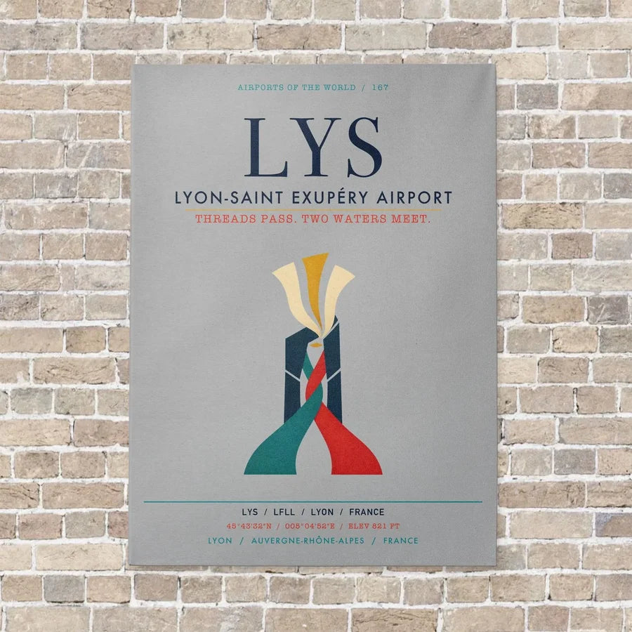 Lyon-Saint Exupéry Airport LYS vertical canvas print - no frame - light gray background