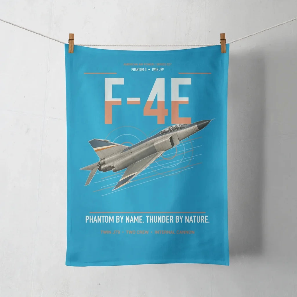 F-4E Phantom II design on turquoise towel
