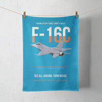 Thumbnail for F-16C Fighting Falcon See All Around Turn Inside design on turquoise towel