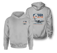 Thumbnail for C-390 Millennium design on light gray double-side hoodie, double-side print
