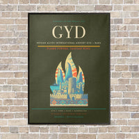 Thumbnail for Heydar Aliyev International Airport GYD — Baku vertical canvas print - framed - green army background
