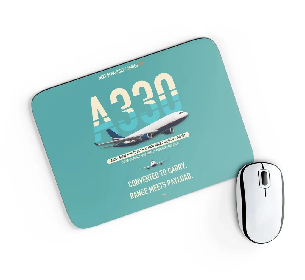 Airbus A330-200P2F design on turquoise rectangle mouse pad