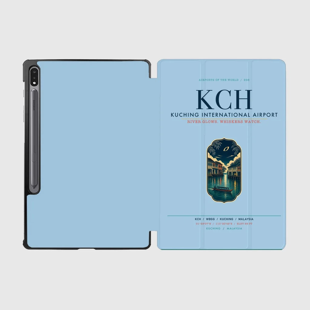 Kuching International Airport (KCH) design on light blue samsung tablet tablet case