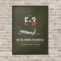 Thumbnail for E-3 Sentry AWACS vertical canvas print - framed - green army background