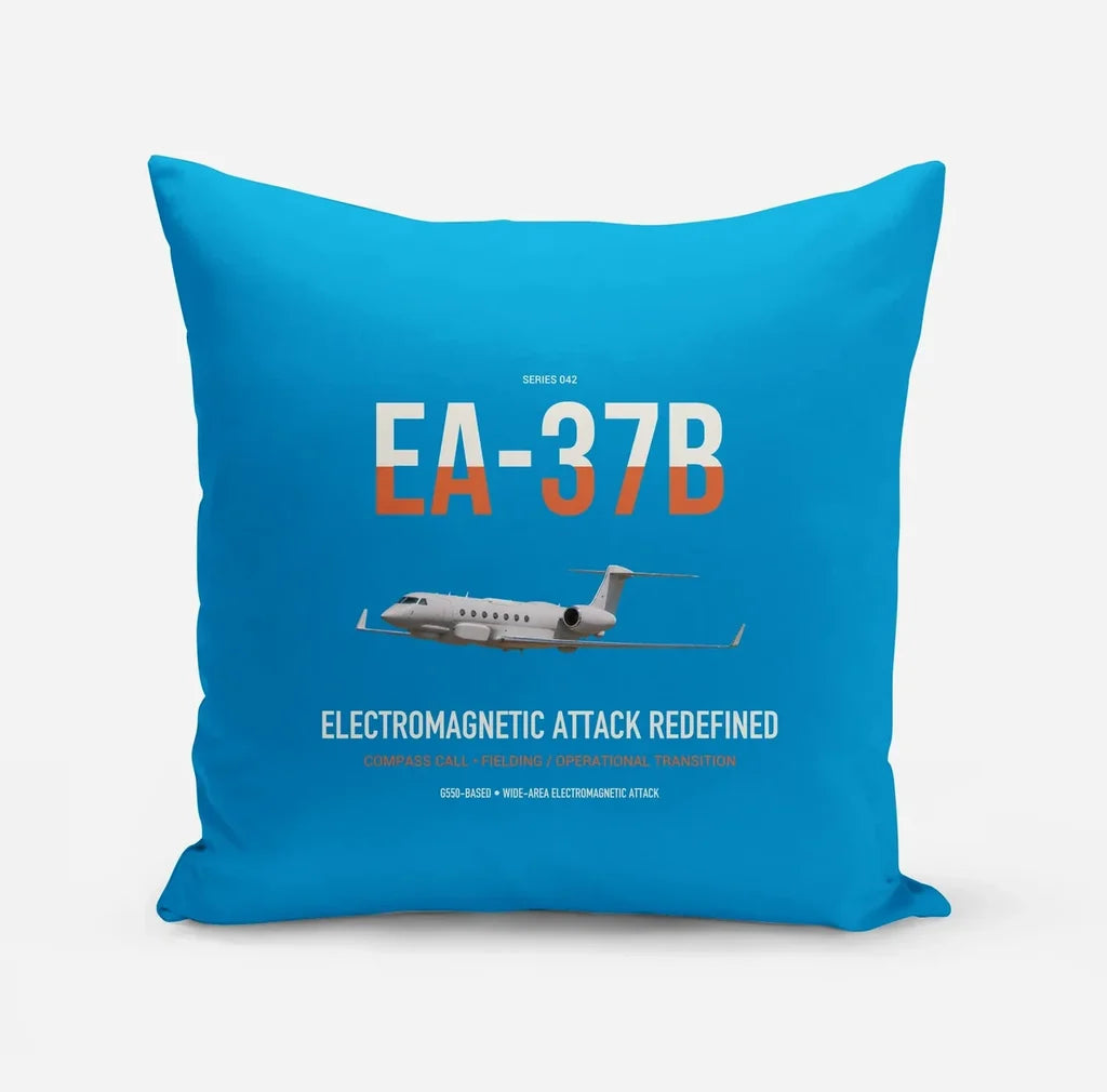 EA-37B Compass Call design on turquoise pillow