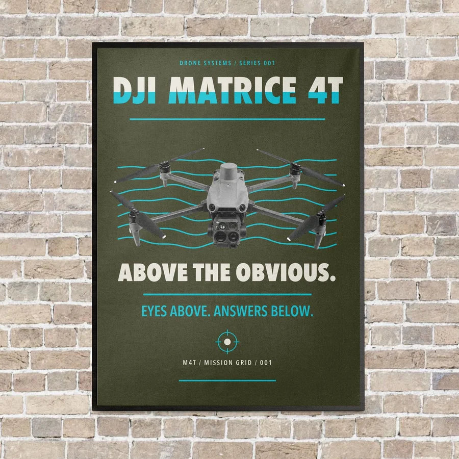 DJI Matrice 4T vertical canvas print - framed - green army background