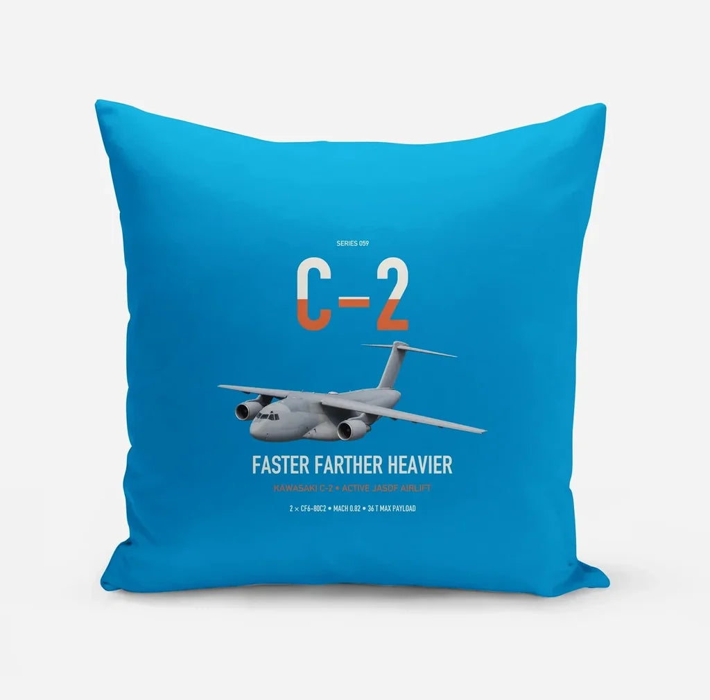 Kawasaki C-2 design on turquoise pillow