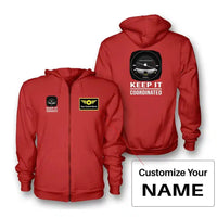 Thumbnail for Keep It Coordinated Zipped Hoodie - Red + Name (Customizable)
