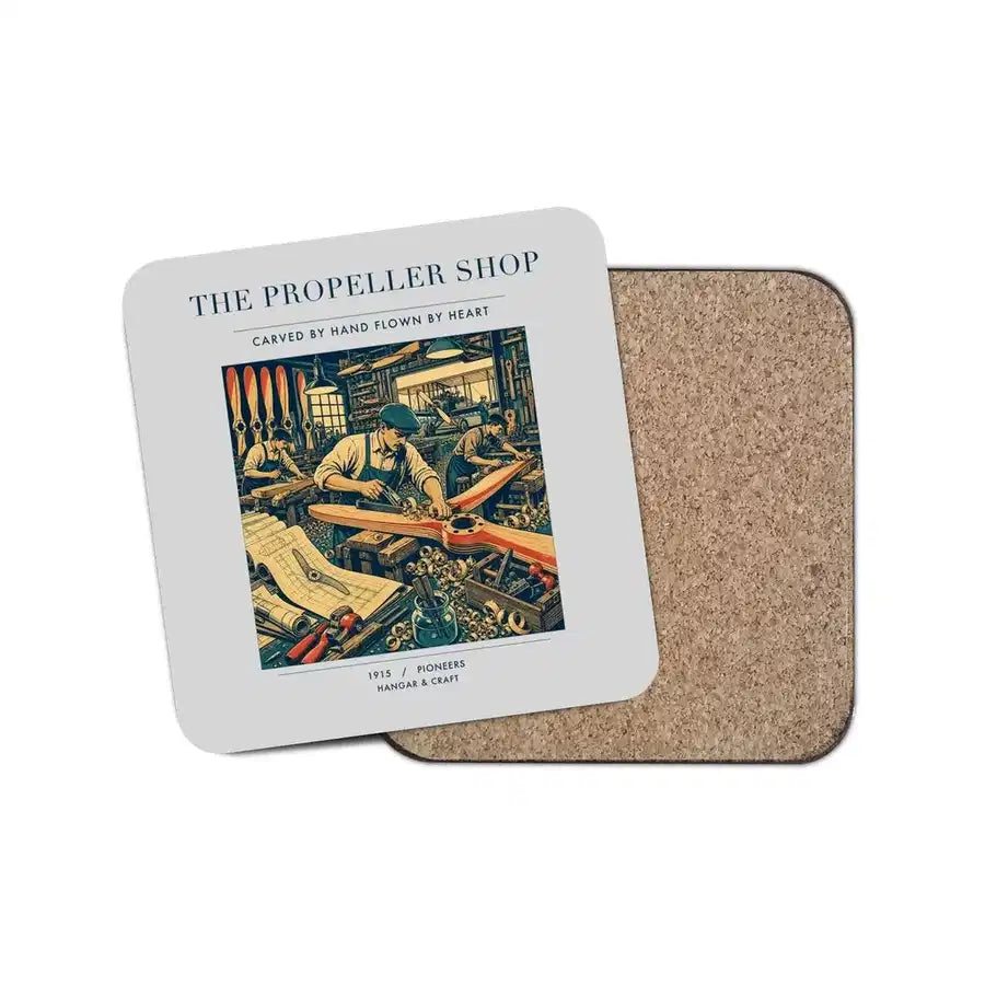 The Propeller Shop - Designed Coasters design on light gray 1-piece