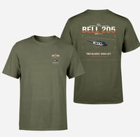 Thumbnail for Bell 205A-1++ design on green army t-shirt, double-side print