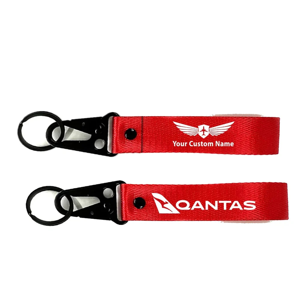 Qantas Airways Airlines Hawk-shaped key chain, Red + NAME