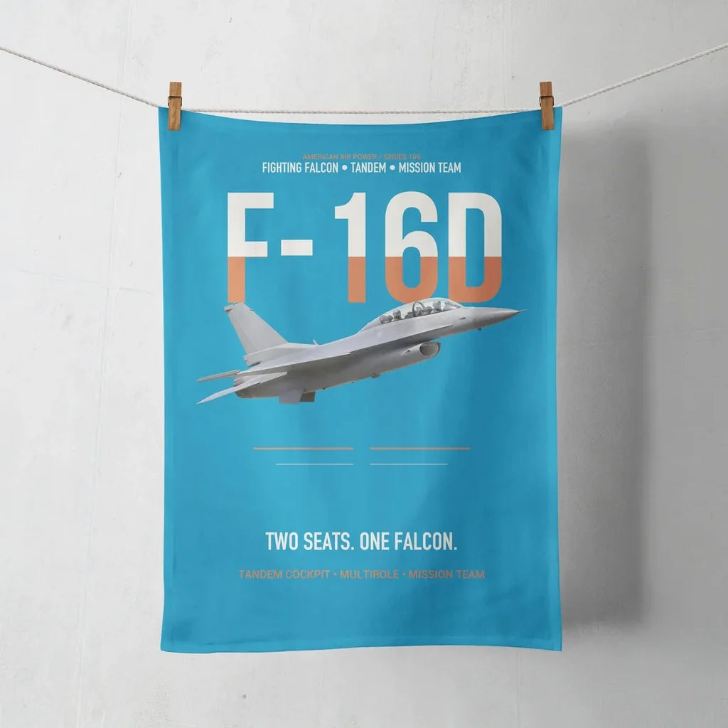 F-16D Fighting Falcon Two Seats One Falcon design on turquoise towel