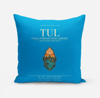 Thumbnail for Tulsa International Airport (TUL) design on turquoise pillow