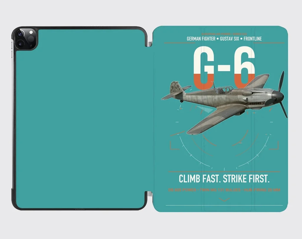 Messerschmitt Bf 109G-6 design on turquoise ipad tablet case