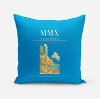 Thumbnail for Malmo Airport (MMX) design on turquoise pillow