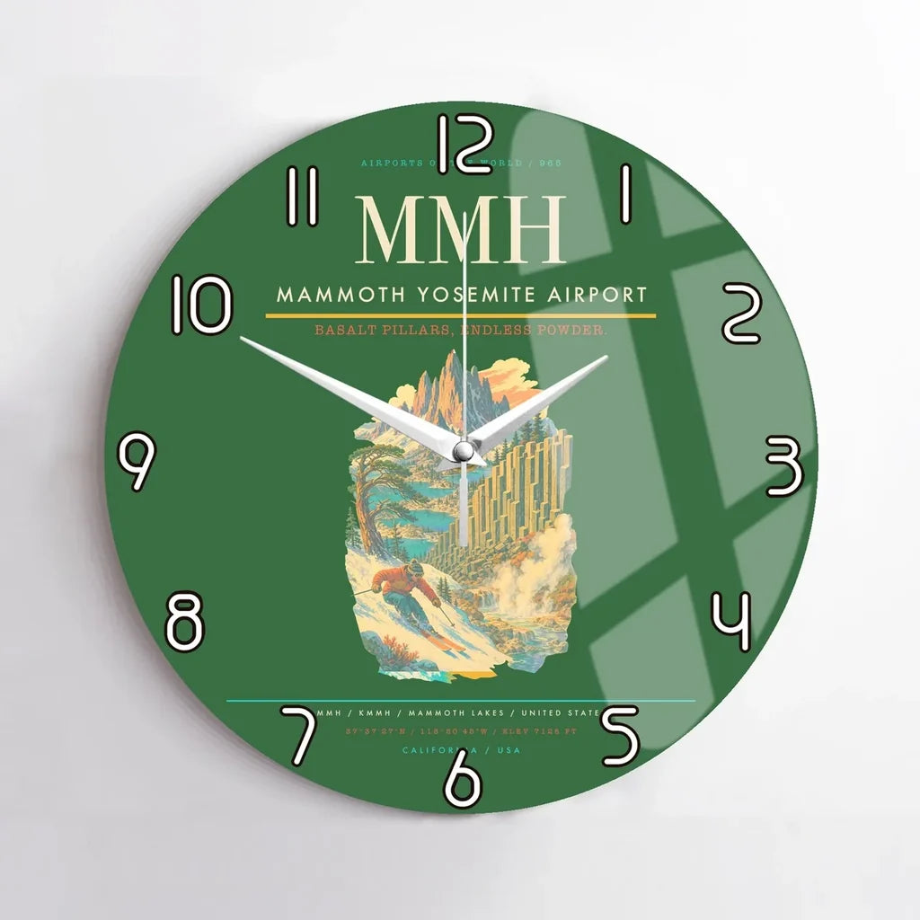 Mammoth Yosemite Airport (MMH) design on green no frame wall clock