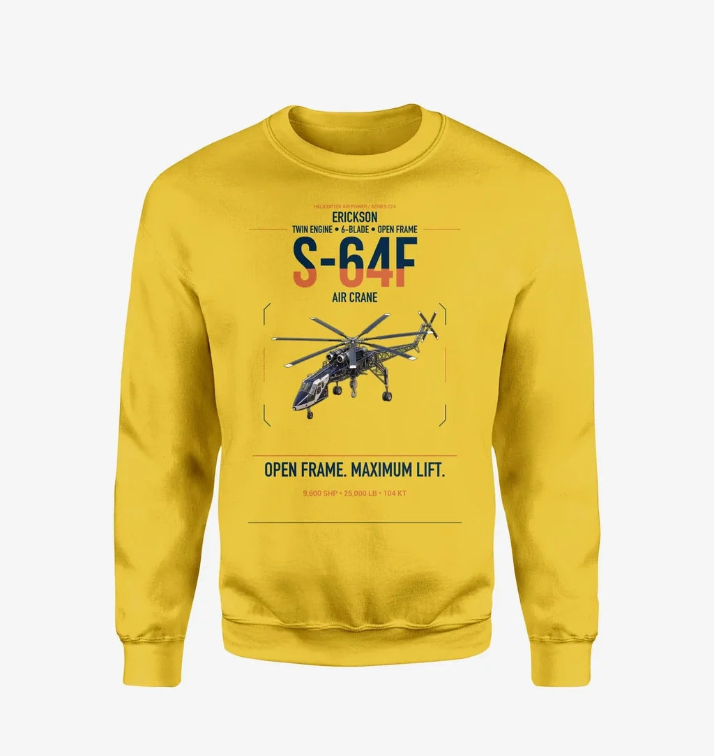 Erickson S-64F Air Crane design on yellow sweatshirt