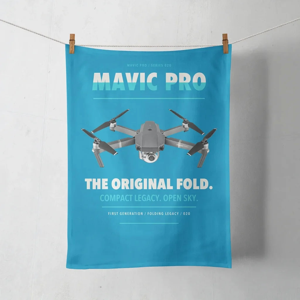 DJI Mavic Pro design on turquoise towel