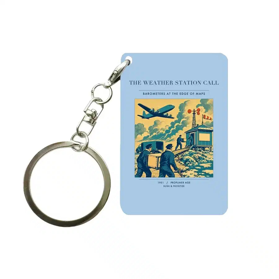 VINTAGE G4288 - The Weather Station Call - Designed Key Chain design on lightblue