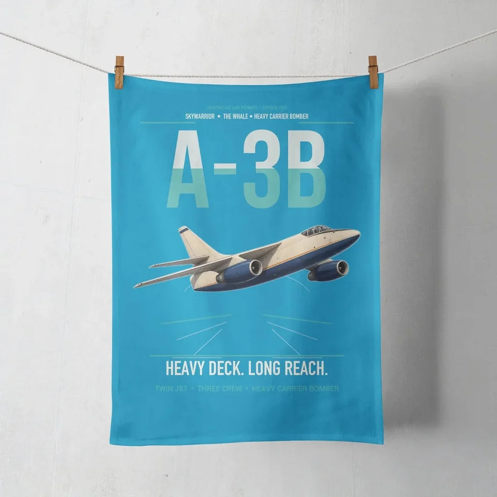 A-3B Skywarrior design on turquoise towel